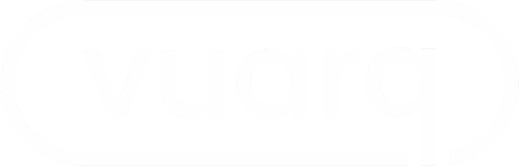 VUARQ logo with luxury interior 3D render - premium real estate visualization studio New York